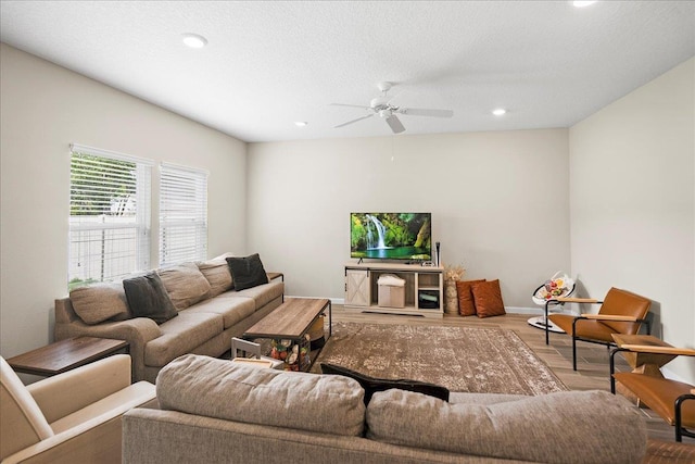 34 Anguilla Blvd, Saint Augustine, FL 32092 - living area featuring wood finished floors, a ceiling fan, and recessed lighting