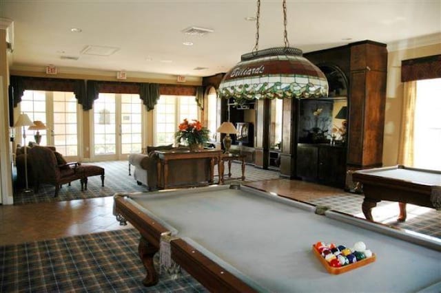 playroom featuring pool table and a wealth of natural light