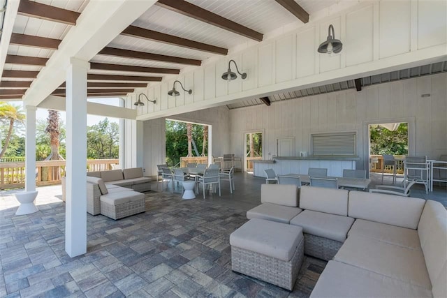 view of patio featuring an outdoor hangout area