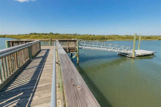 view of dock featuring a water view