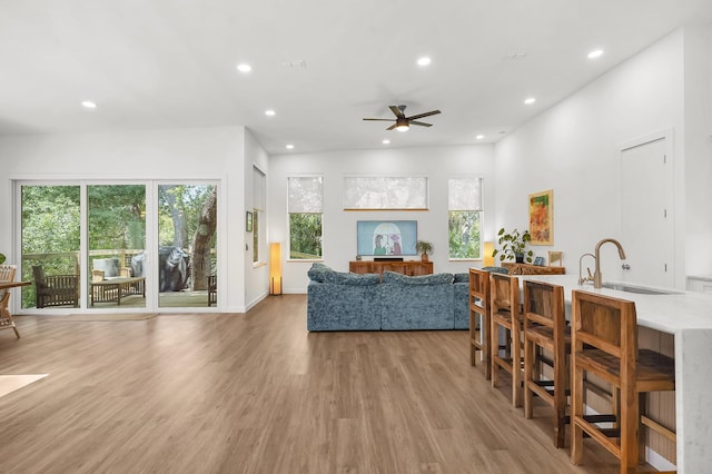 2470 Oleander St, Saint Augustine, FL 32080 - living room with ceiling fan, recessed lighting, and light wood-type flooring