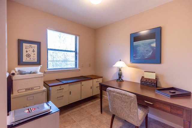 office area featuring light tile patterned floors