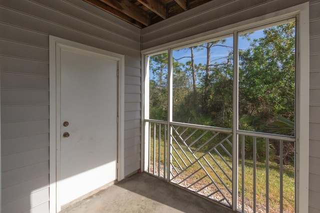 view of unfurnished sunroom