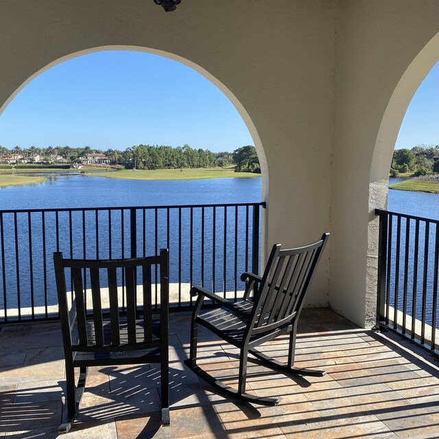 balcony with a water view