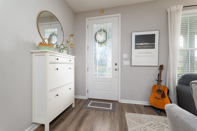 foyer entrance featuring dark hardwood / wood-style flooring