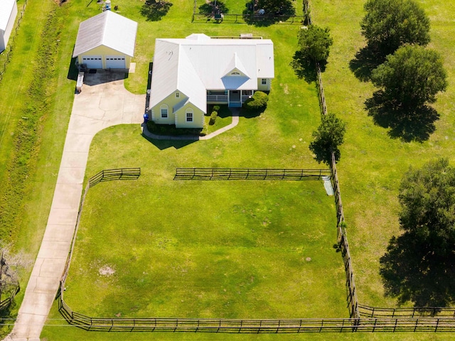 aerial view featuring a rural view