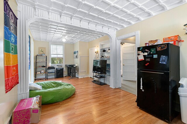 living room with hardwood / wood-style floors