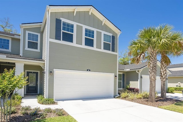 view of front of property with a garage