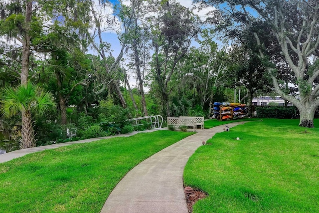 view of property's community featuring a yard