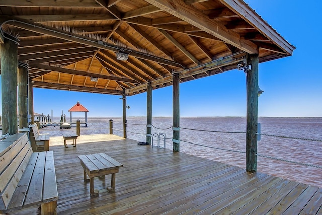 view of dock featuring a water view