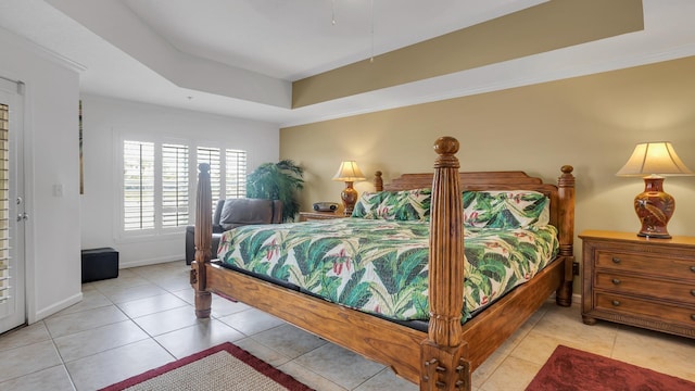 264 Gibraltar Ct Unit 101, Saint Augustine, FL 32080 - tiled bedroom with a tray ceiling and baseboards