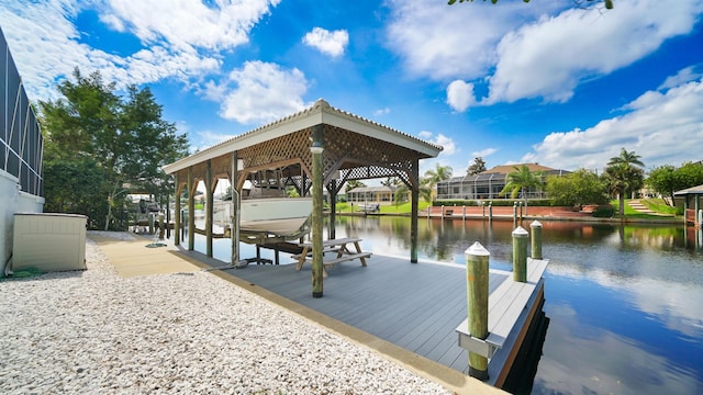 dock area featuring a water view