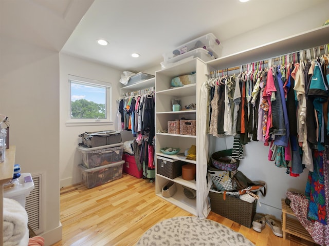 spacious closet with wood-type flooring