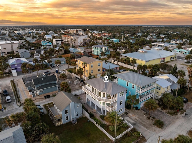 view of aerial view at dusk