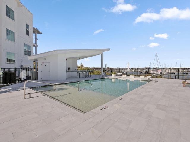 view of pool featuring a patio