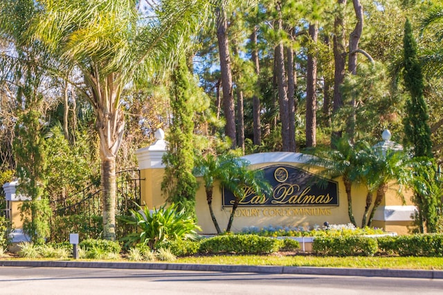 view of community sign