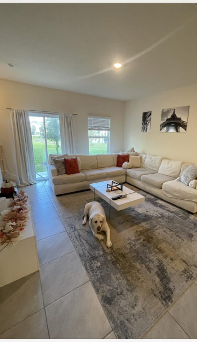 view of tiled living room