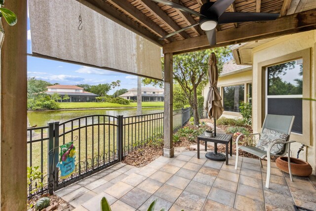 613 Wild Bird Ln, Saint Augustine, FL 32080 - view of patio featuring a water view and a ceiling fan