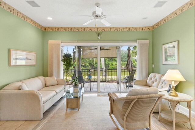 613 Wild Bird Ln, Saint Augustine, FL 32080 - living room with plenty of natural light, ceiling fan, and recessed lighting