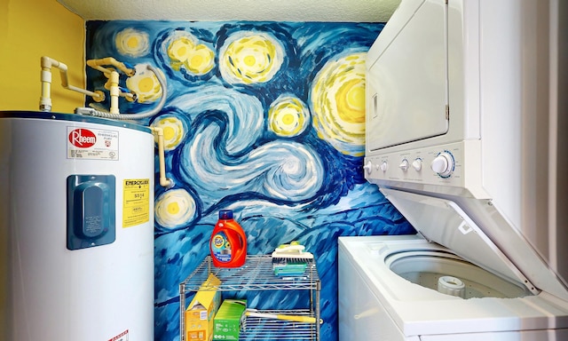 12 Flagler Blvd Unit B201, Saint Augustine, FL 32080 - laundry room featuring stacked washer and clothes dryer and water heater