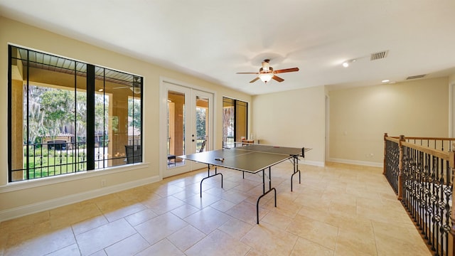 84 Villa Sovana Ct, Saint Johns, FL 32259 - game room with healthy amount of natural light, ceiling fan, and french doors