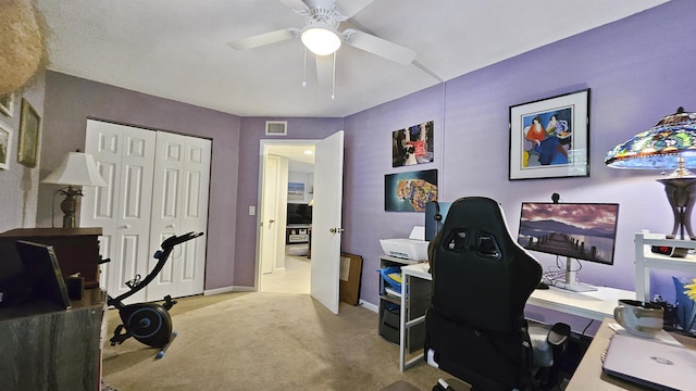 21 Mid Pines Cir Unit 21, Palm Coast, FL 32137 - carpeted home office with ceiling fan and baseboards