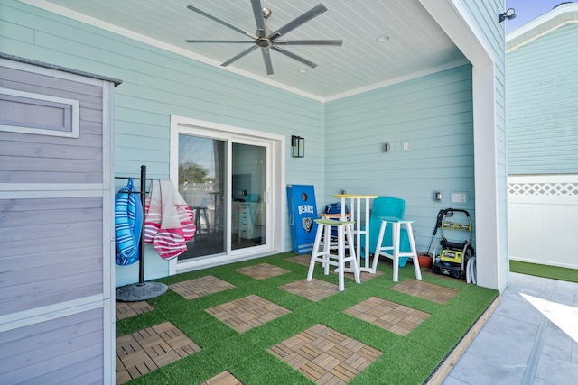 view of patio / terrace featuring a ceiling fan