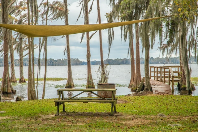 dock area featuring a water view