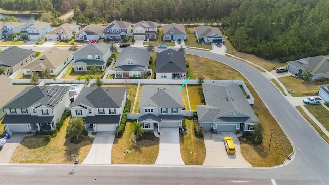 birds eye view of property with a residential view