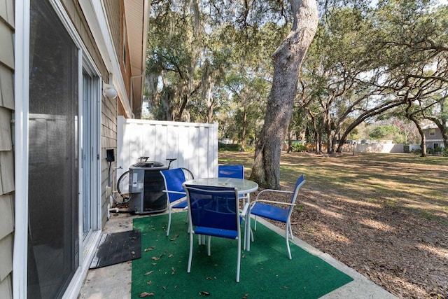 view of patio / terrace featuring central AC unit