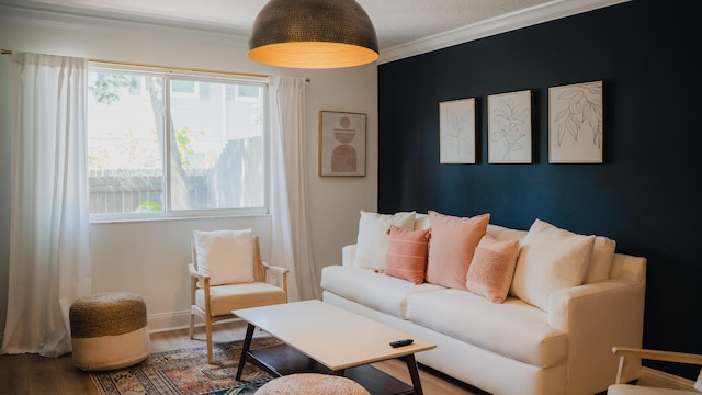 108 A St Unit B, Saint Augustine, FL 32080 - living area featuring crown molding, baseboards, wood finished floors, and a healthy amount of sunlight