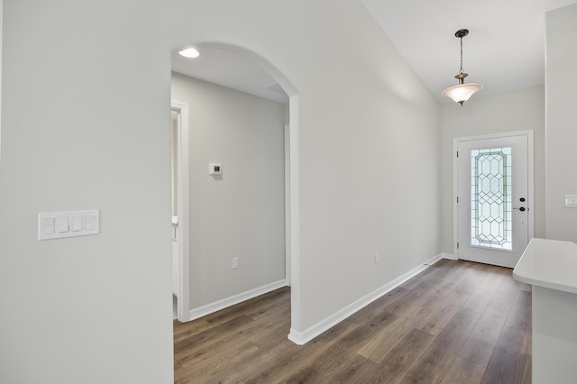 entrance foyer featuring dark hardwood / wood-style flooring