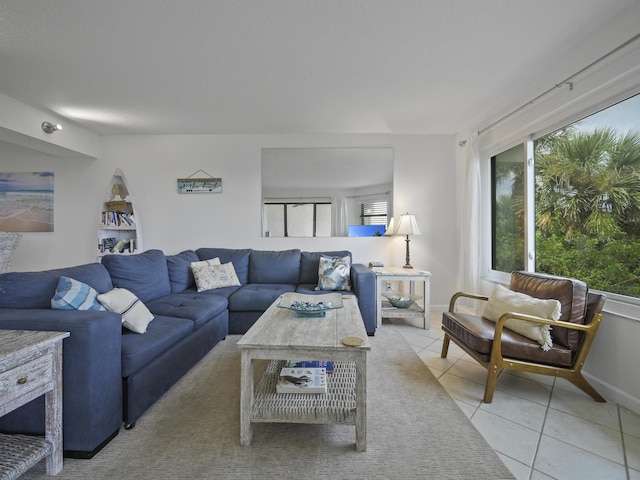 view of tiled living room