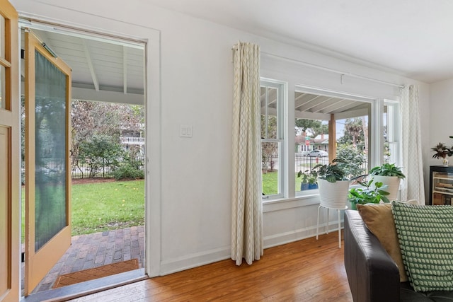 doorway featuring light hardwood / wood-style floors