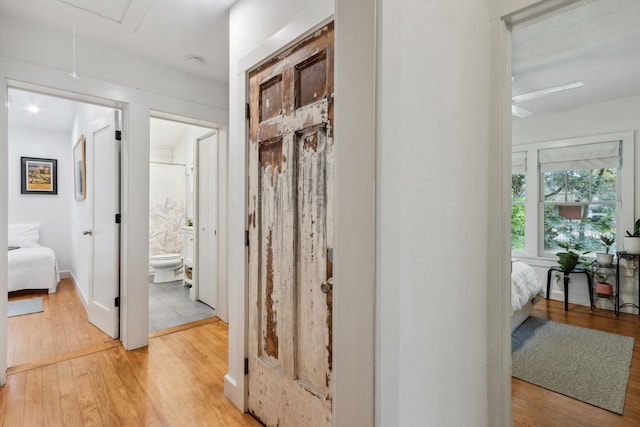 hall with light wood-type flooring