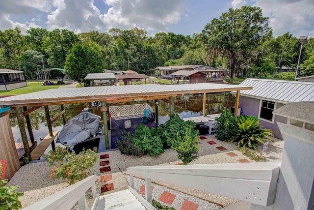 exterior space featuring a dock