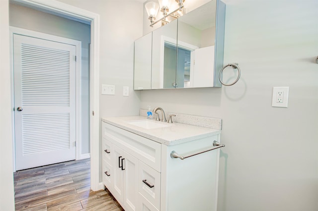 bathroom featuring wood finished floors and vanity