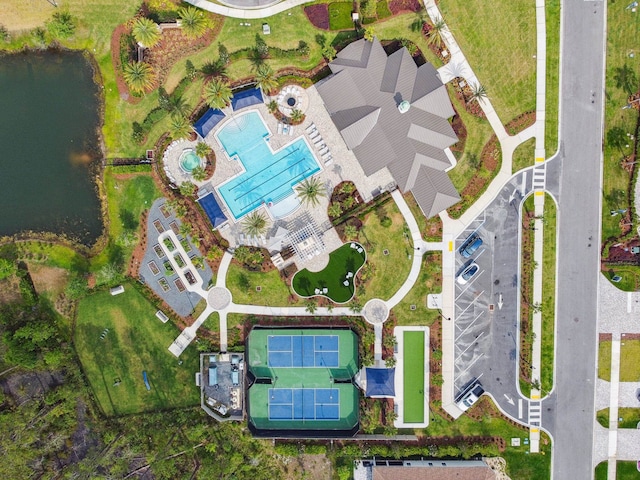 82 Lone Cypress Way, Saint Augustine, FL 32092 - aerial view of a pool and a nearby body of water