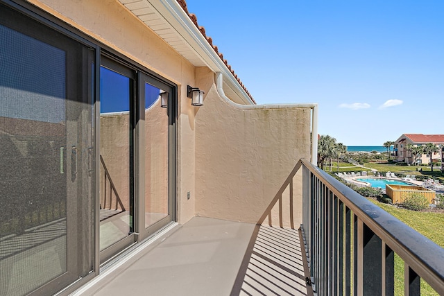 balcony with a water view