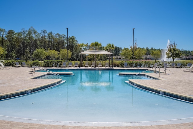 view of pool featuring a patio