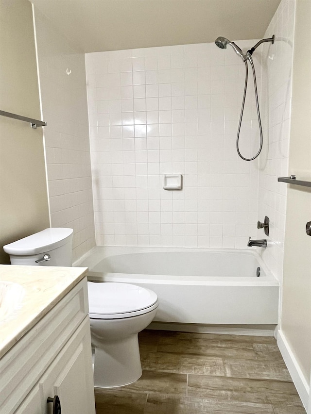 9 Alcira Ct, Saint Augustine, FL 32086 - full bathroom featuring toilet, vanity, shower / bathtub combination, and wood finished floors