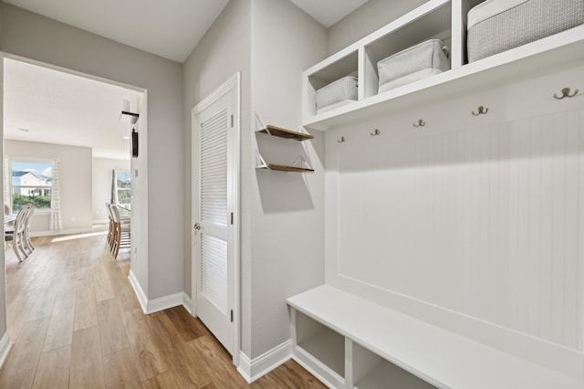 mudroom with light wood-type flooring