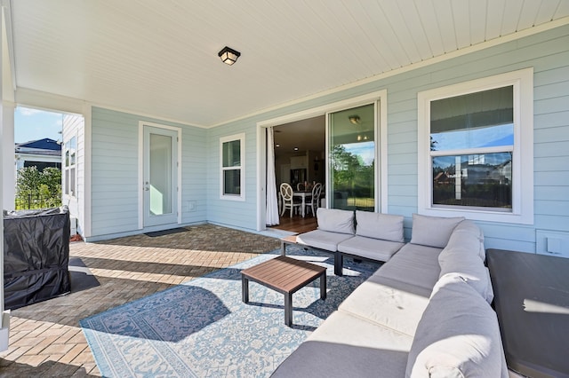 view of patio featuring an outdoor living space