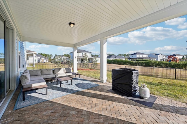 view of patio / terrace with an outdoor living space