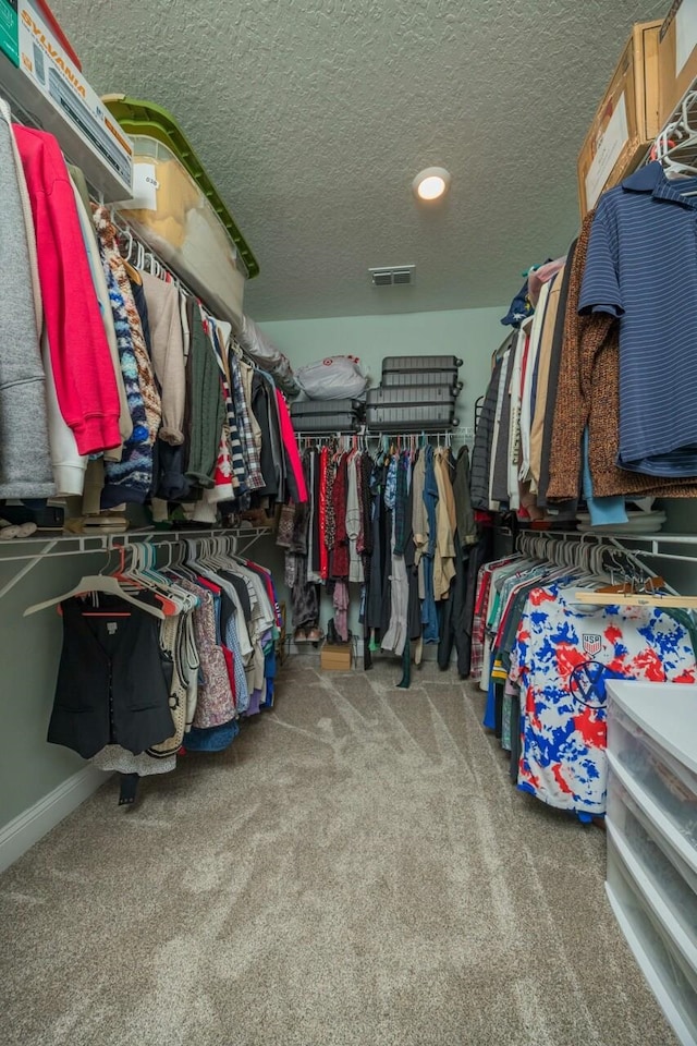 spacious closet with carpet flooring