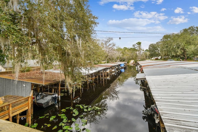 view of dock featuring a water view