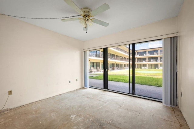 unfurnished room featuring ceiling fan