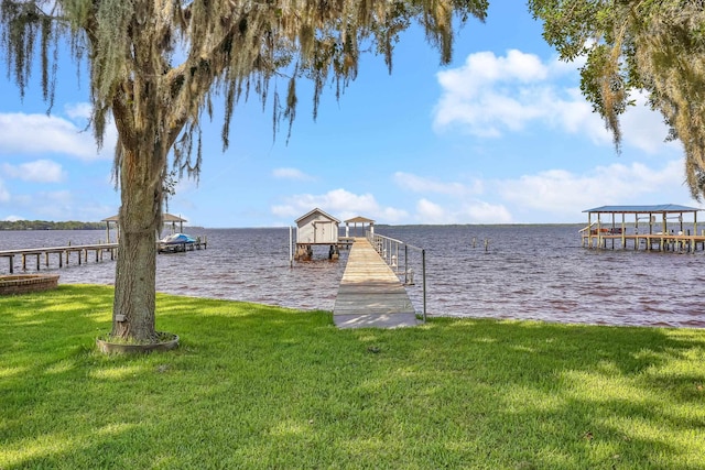 6433 Jack Wright Island Rd, Saint Augustine, FL 32092 - dock area with a water view and a yard