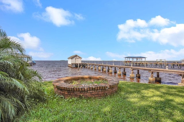 6433 Jack Wright Island Rd, Saint Augustine, FL 32092 - dock featuring a lawn and a water view