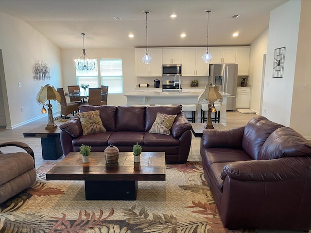 69 Hickory Ridge Rd, Saint Augustine, FL 32084 - living area featuring a chandelier and recessed lighting